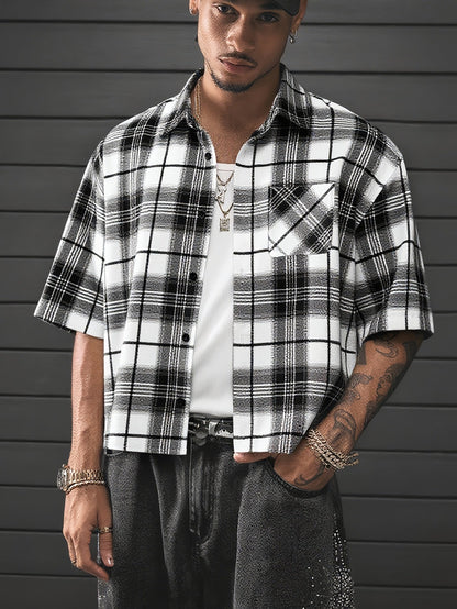 Herren Kurzarm Hemd im modernen Karo-Design – Lässiger Streetstyle für Alltag und Freizeit