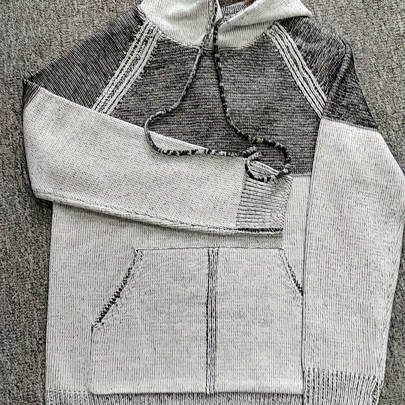 Herren Strick Hoodie Grau Melange mit Kapuze