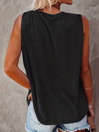 Women's Boho-Style Tank Top with Sun and Moon Print – Summer Casual Shirt