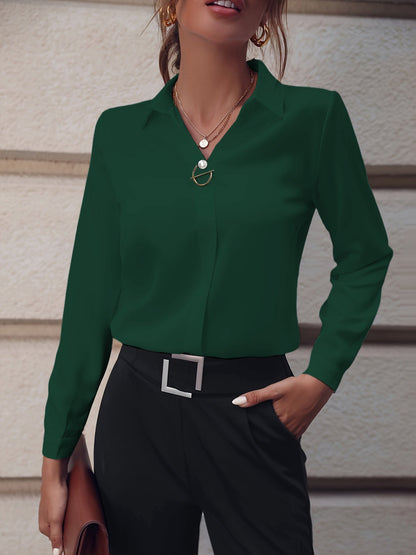 Damen Elegante Slim Fit Langarm Business Bluse – Stilvolle Büro- und Freizeitmode