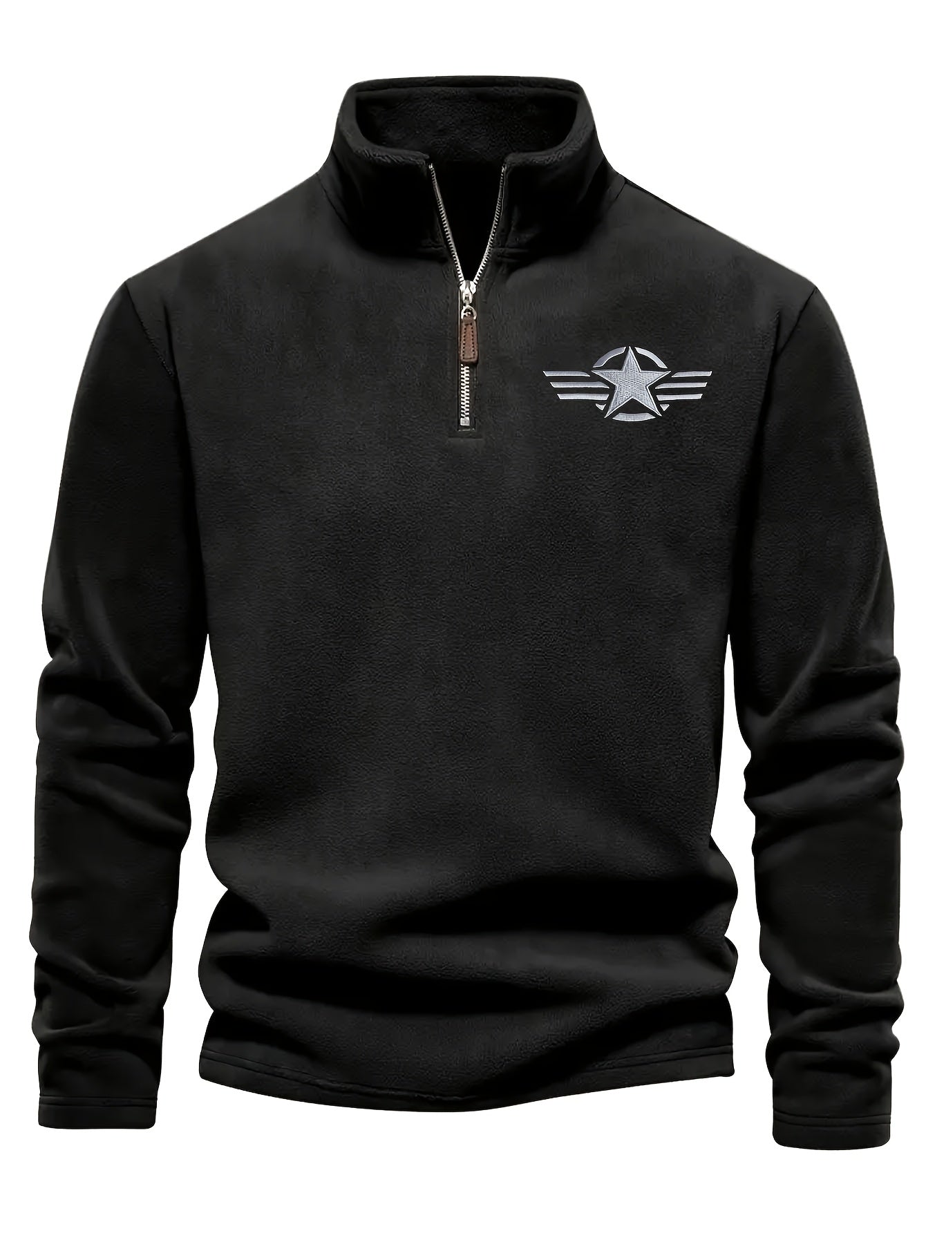 Herren Halb-Reißverschluss Pullover Fleece Khaki Schwarz