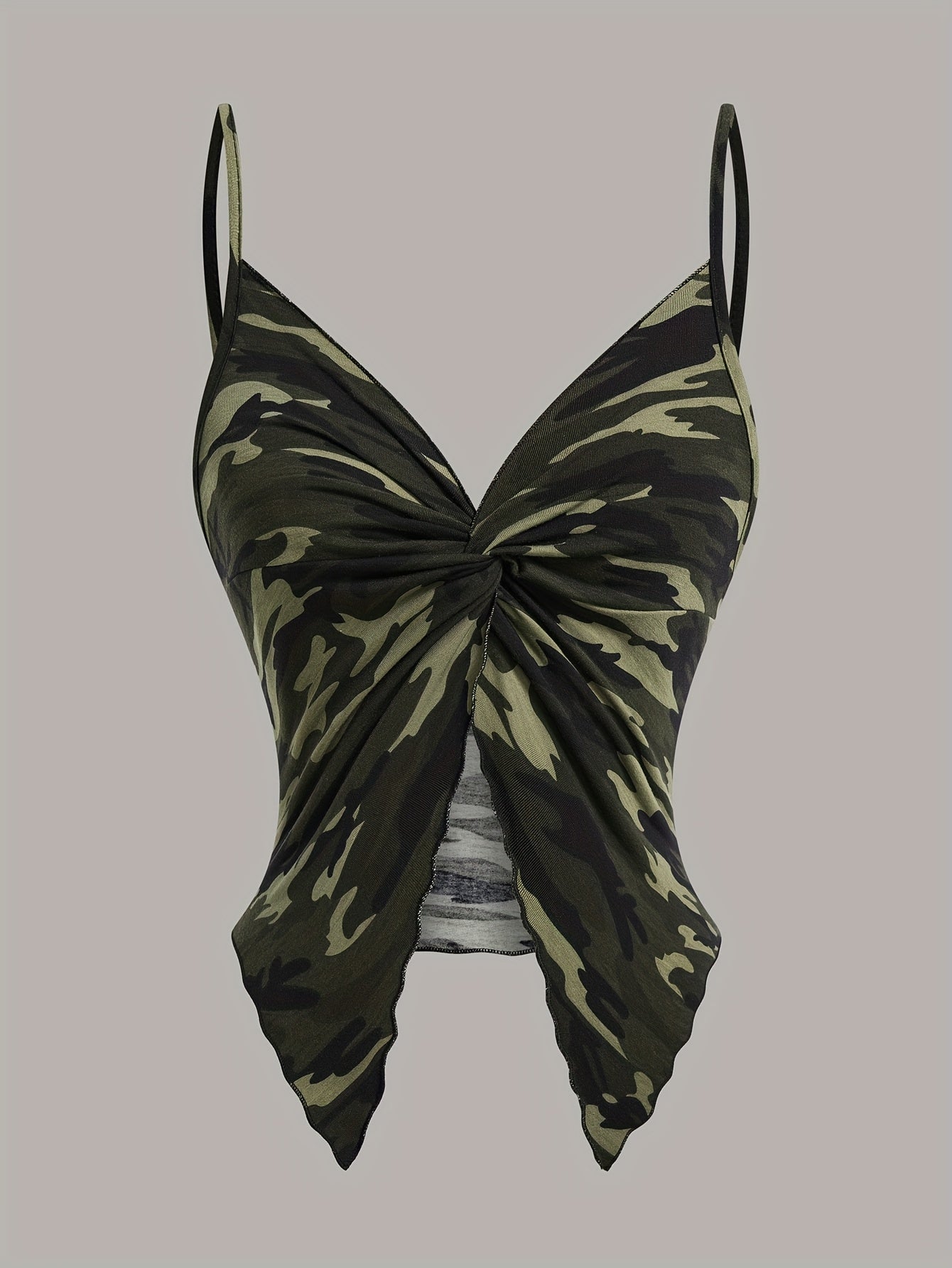 Women's Camouflage Handkerchief Camisole Top for Streetwear and Festivals
