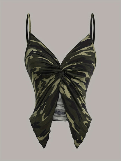 Women's Camouflage Handkerchief Camisole Top for Streetwear and Festivals
