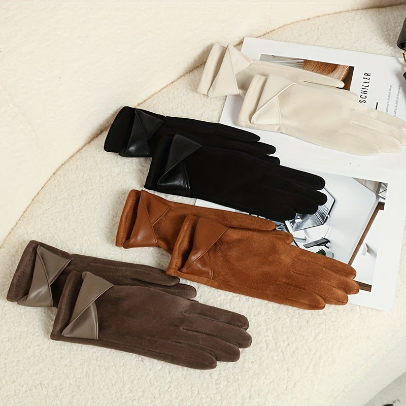 Damen Handschuhe Braun mit Wickeldetail Weiches Material Einheitsgröße