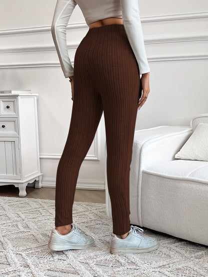 Gerippte Leggings für Damen mit hoher Taille und Kordelzug