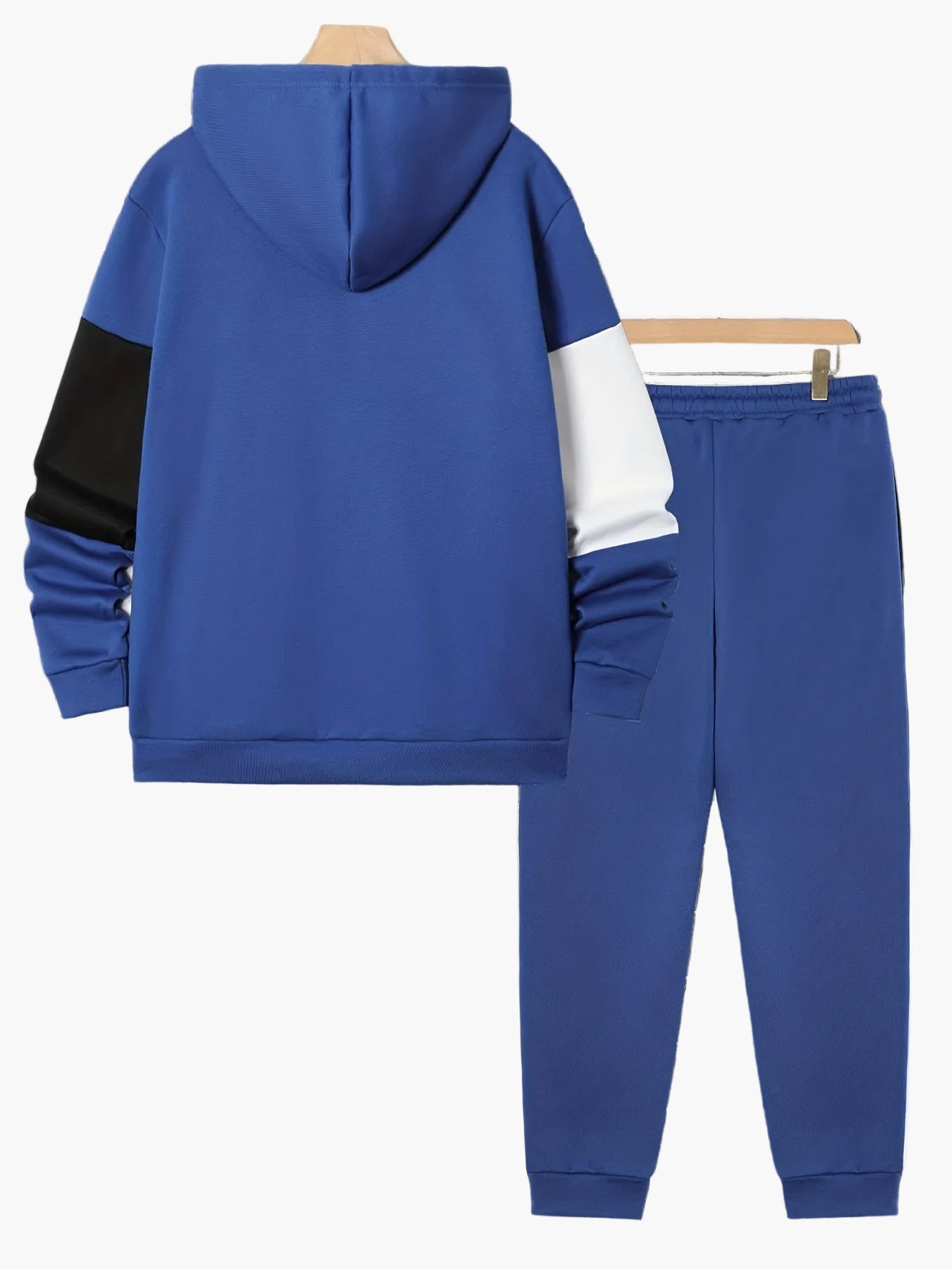 Herren Freizeit Trainingsanzug mit Kapuze – Sportlicher Patchwork-Look für Alltag und Fitness