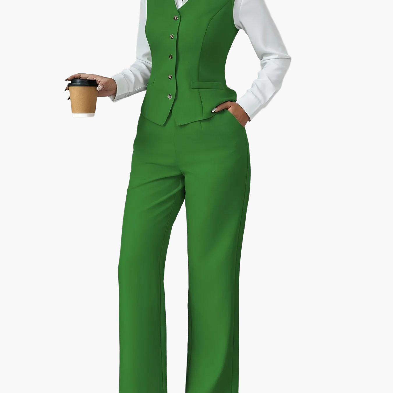 Women's Business Suit Set Elegant Two-Piece with Vest and Pants Office Outfit