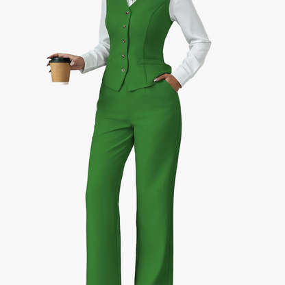Women's Business Suit Set Elegant Two-Piece with Vest and Pants Office Outfit