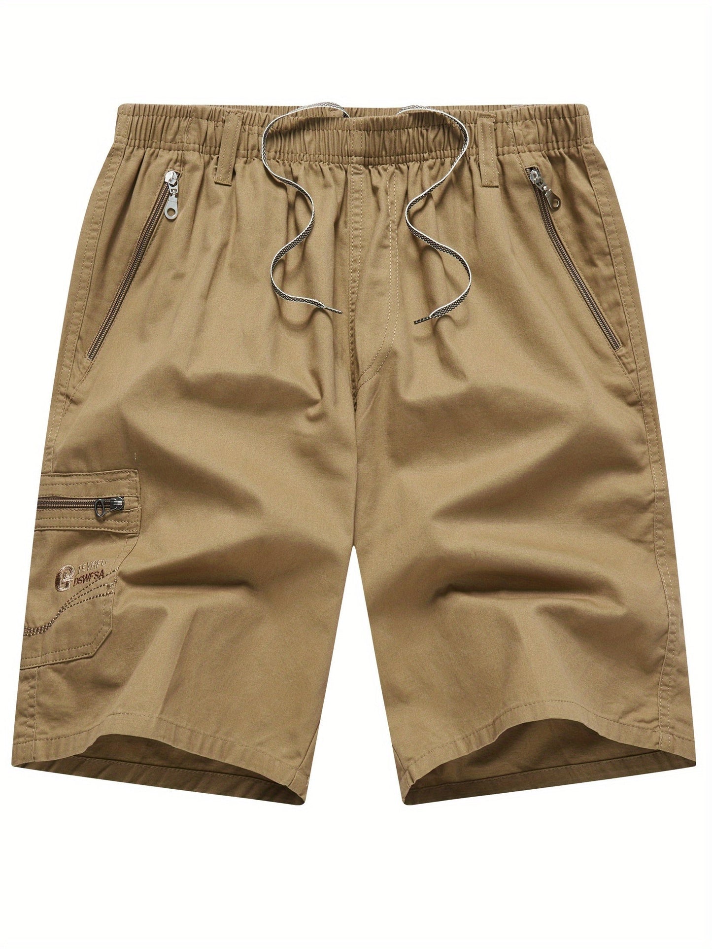 Men's Cargo Shorts with Zipper Pockets for Leisure and Outdoor Activities