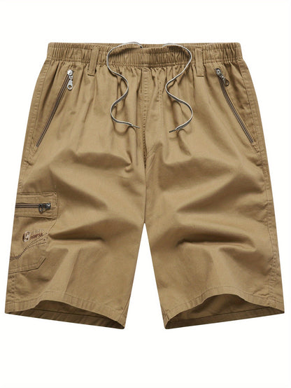 Men's Cargo Shorts with Zipper Pockets for Leisure and Outdoor Activities