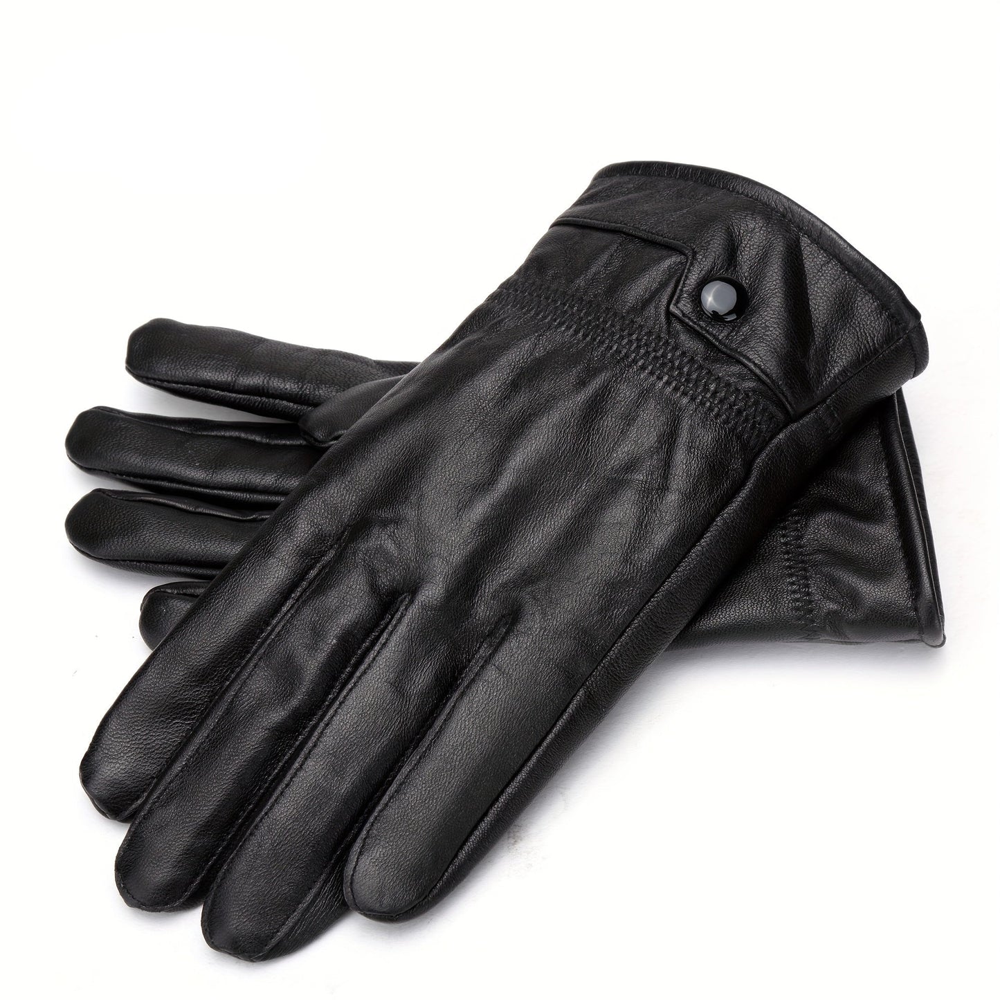 Black gloves with elastic cuffs