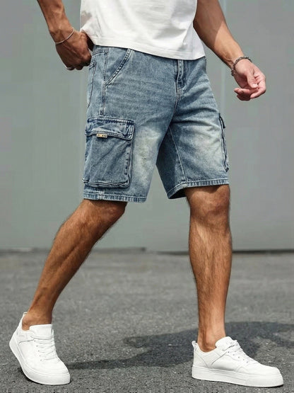 Men's Cargo Jeans Shorts Regular Fit Casual Basic
