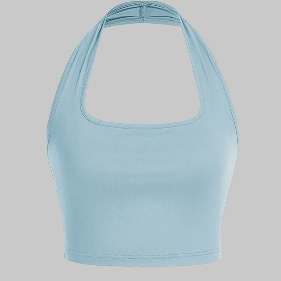Women's Halterneck Crop Top – Backless, Summer, Casual Style