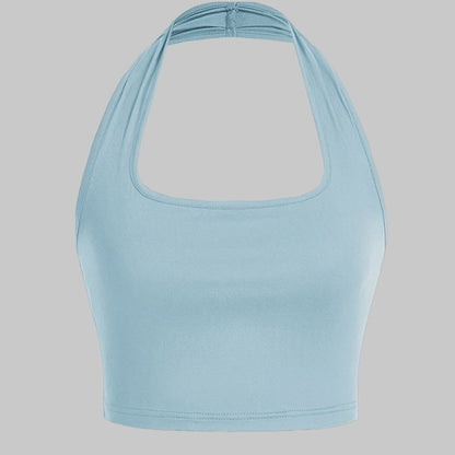 Women's Halterneck Crop Top – Backless, Summer, Casual Style