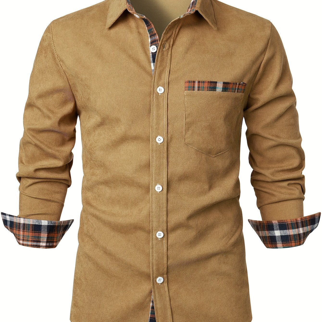 Men's Modern Fit Casual Shirt with Check Details – Stylish Long-Sleeve Shirt for Everyday and Office Wear