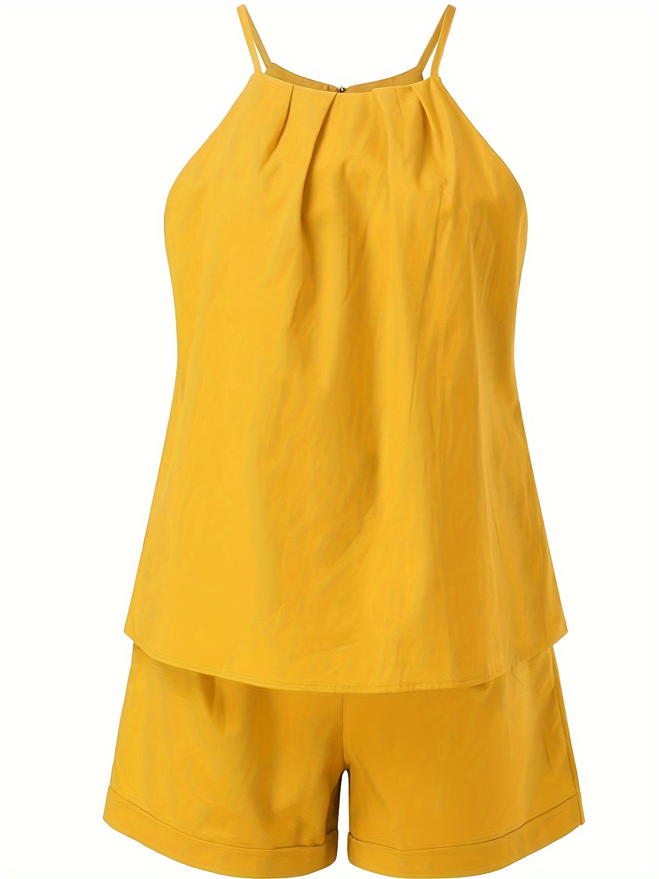 Women's Elegant Two-Piece Shorts Set – Sleeveless Top with Belt for Spring and Summer