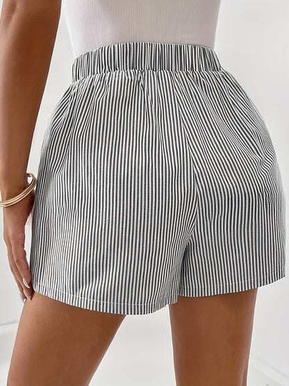 Women's Elegant Striped High-Waist Shorts for Summer Leisure & Everyday Wear
