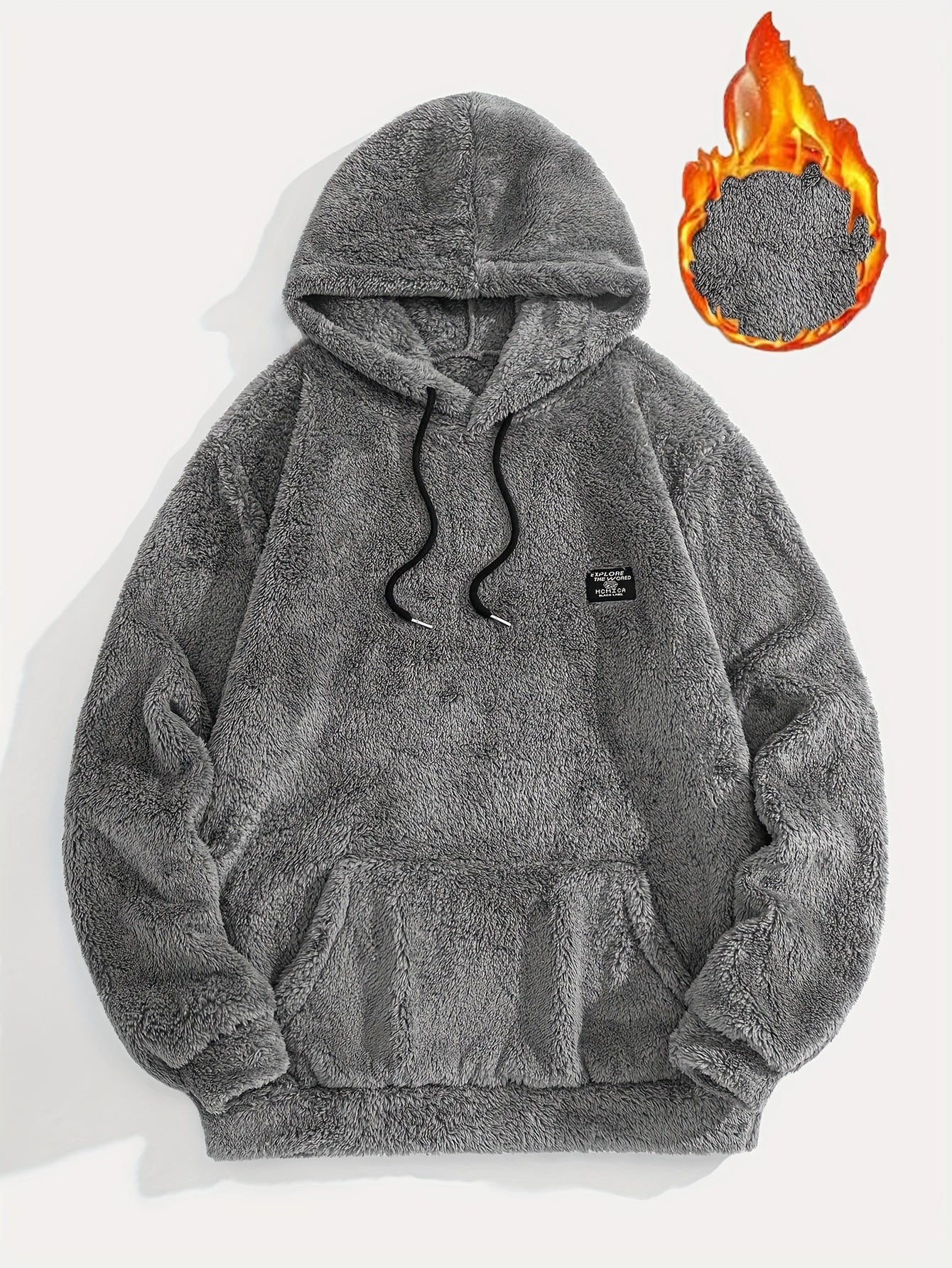 Unisex teddy fleece hoodie with a kangaroo pocket and hood
