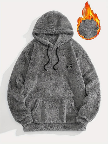 Unisex teddy fleece hoodie with a kangaroo pocket and hood