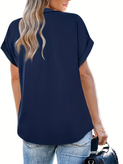 Women's Blouse Elegant Casual Short Sleeve V-Neck Summer Top