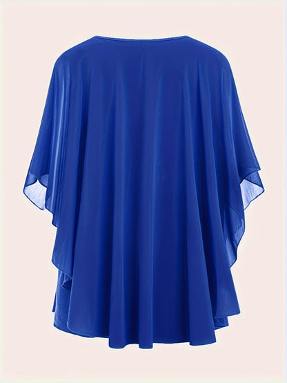 Women's Elegant Flowing Chiffon Cape Top for Going Out – Oversized Style
