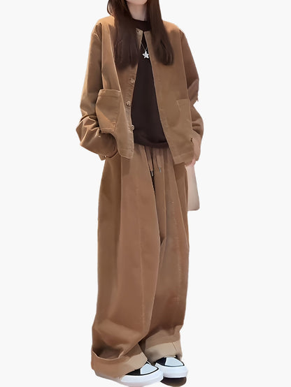 Women's Oversized Suit Two-Piece Set – Elegant Casual Look for Autumn and Winter