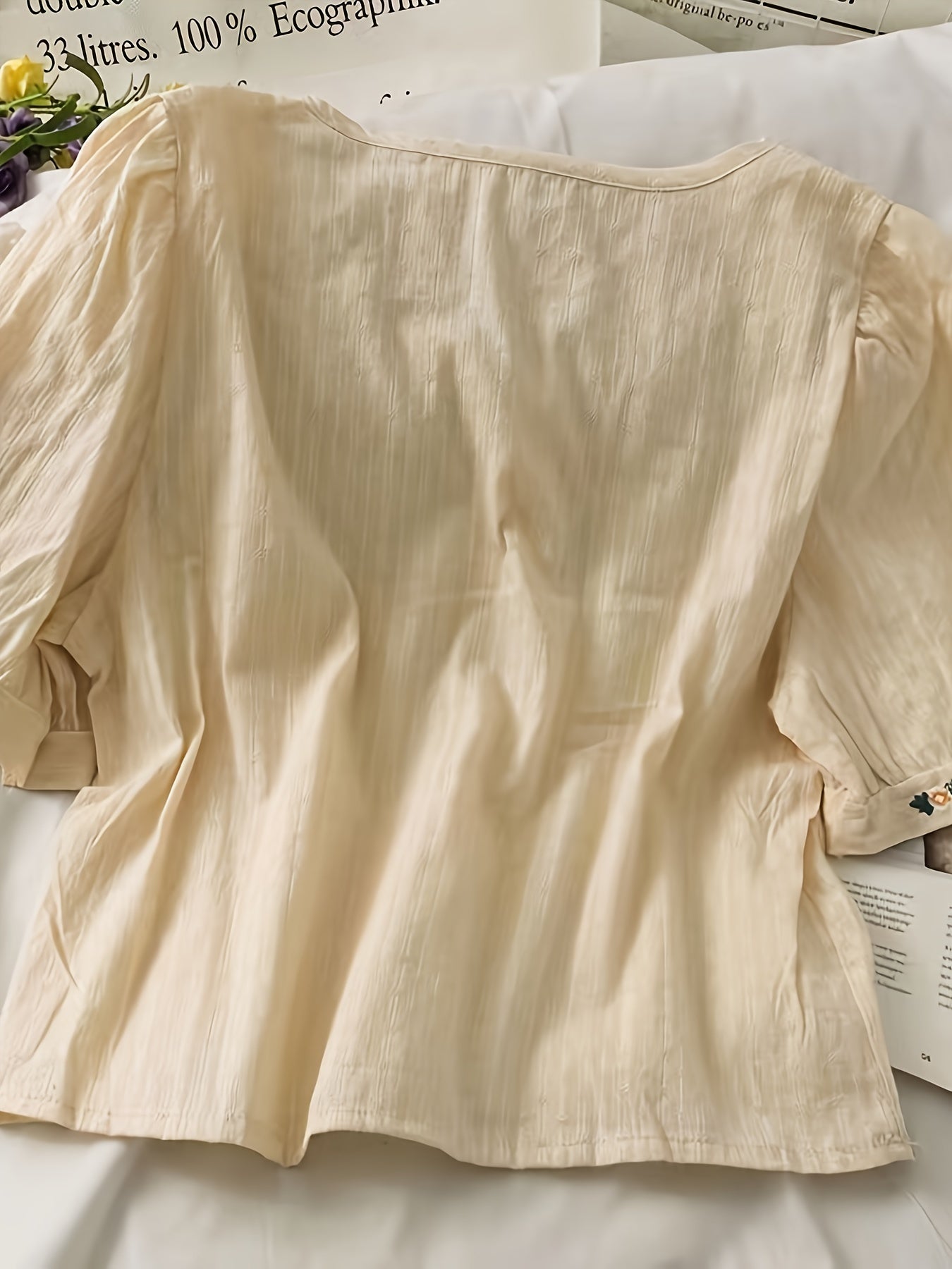 Women's Blouse with Embroidery and Square Neckline – Elegant Spring and Summer Style