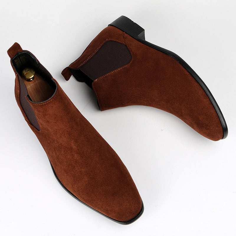 Chelsea boots for men, suede-look, elastic side panel, low heel