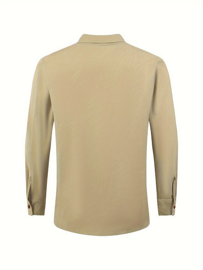 Men's Stand Collar Casual Shirt with Button Placket – Casual Look for Everyday and Special Occasions