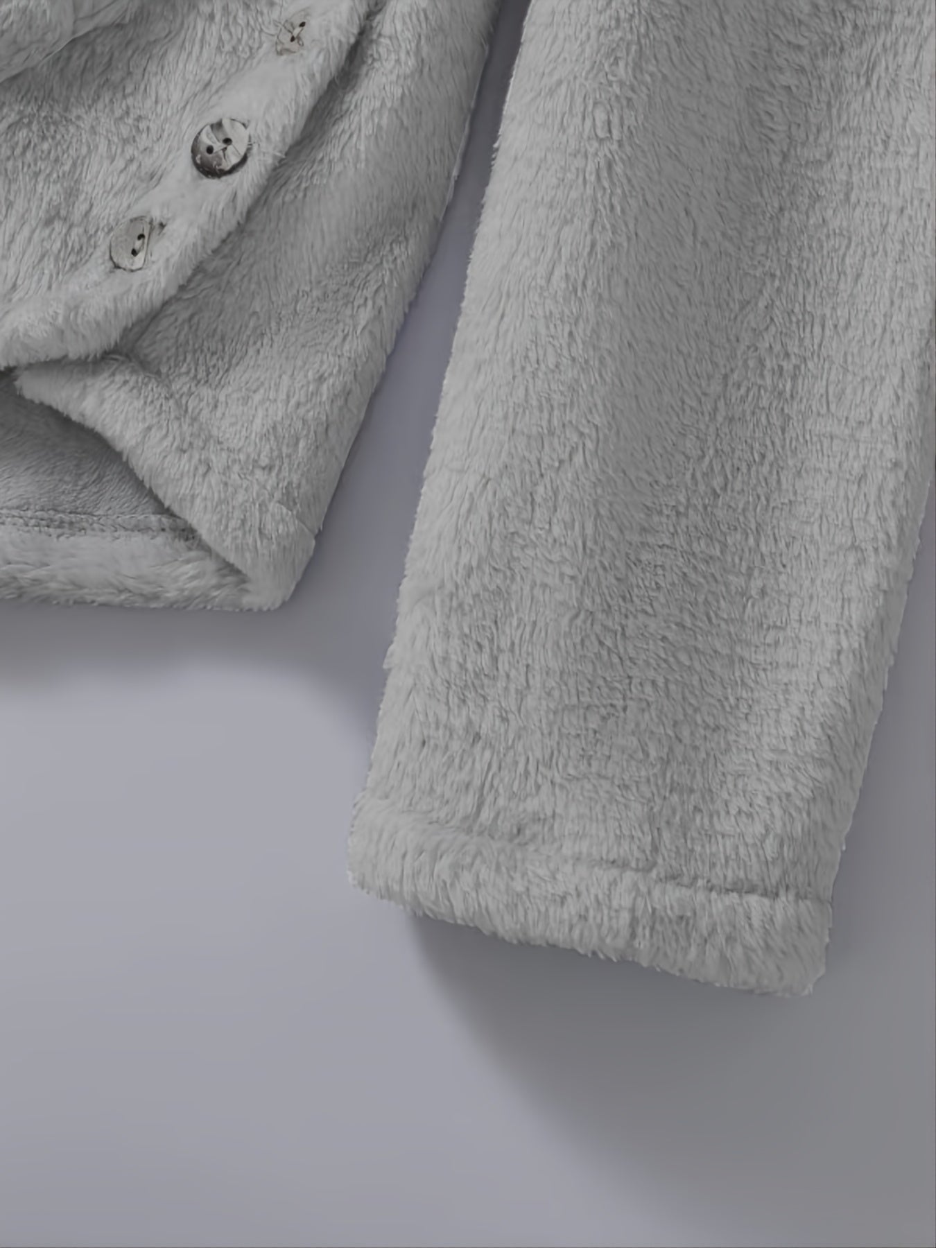 Women's plush hoodie with cat print and button placket