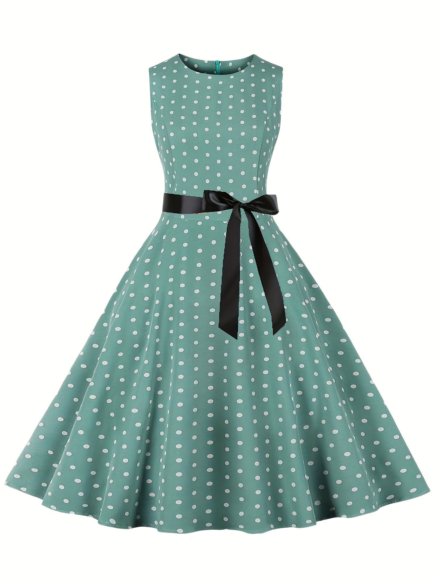 Women's Vintage Polka Dot Fit & Flare Dress for Festive Occasions and Everyday Wear