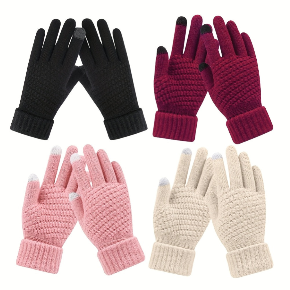 Unisex knitted gloves with touchscreen functionality, warm winter gloves