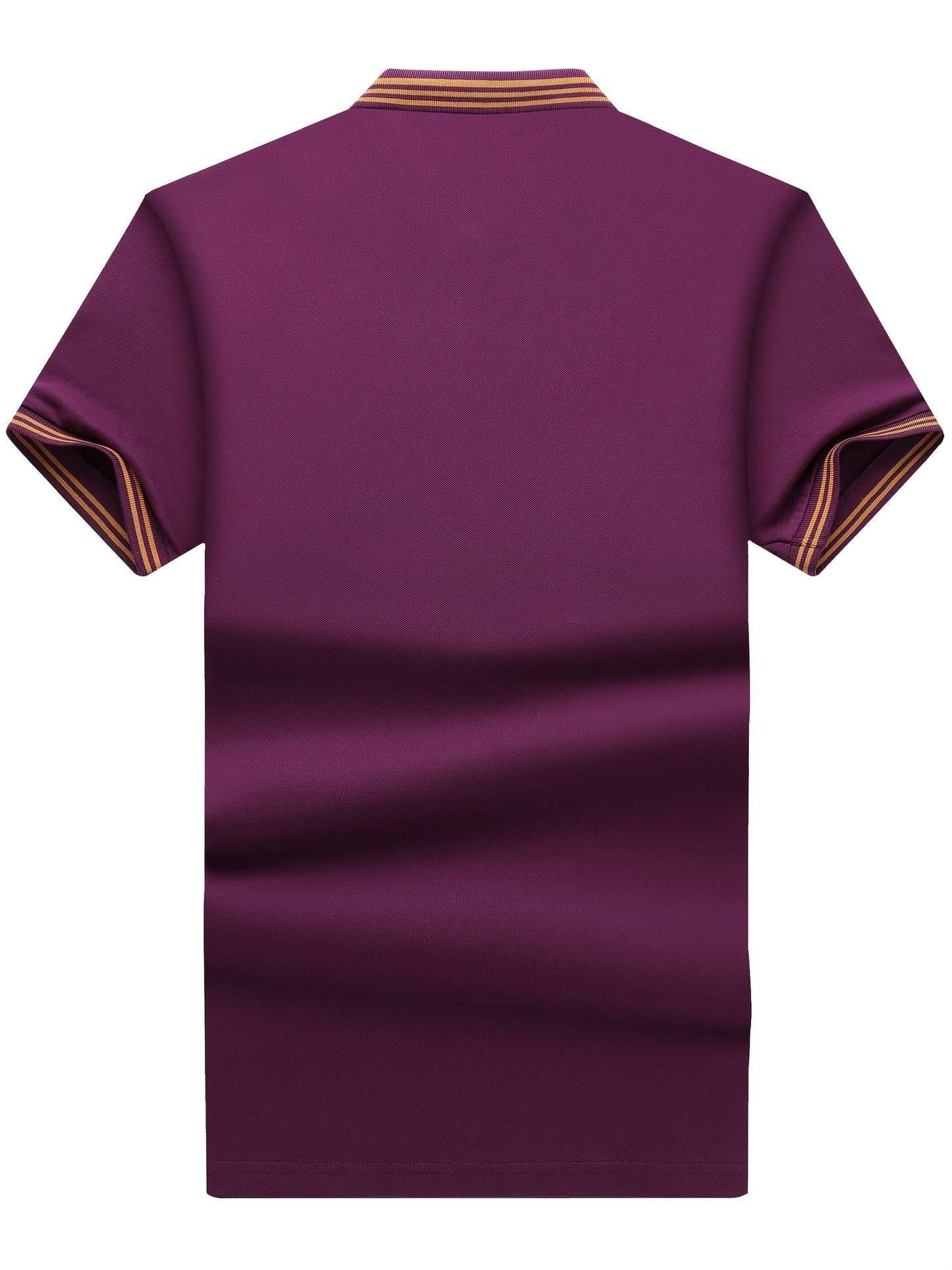 Men's Polo Shirt with Striped Collar and Embroidery – Sporty-Elegant Casual Style
