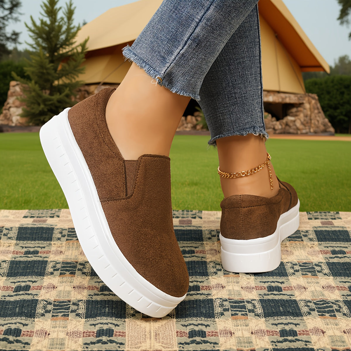 Women's Slip-On Platform Sneakers in Penny Loafer Style for Spring – Comfortable and Elegant Casual Shoes