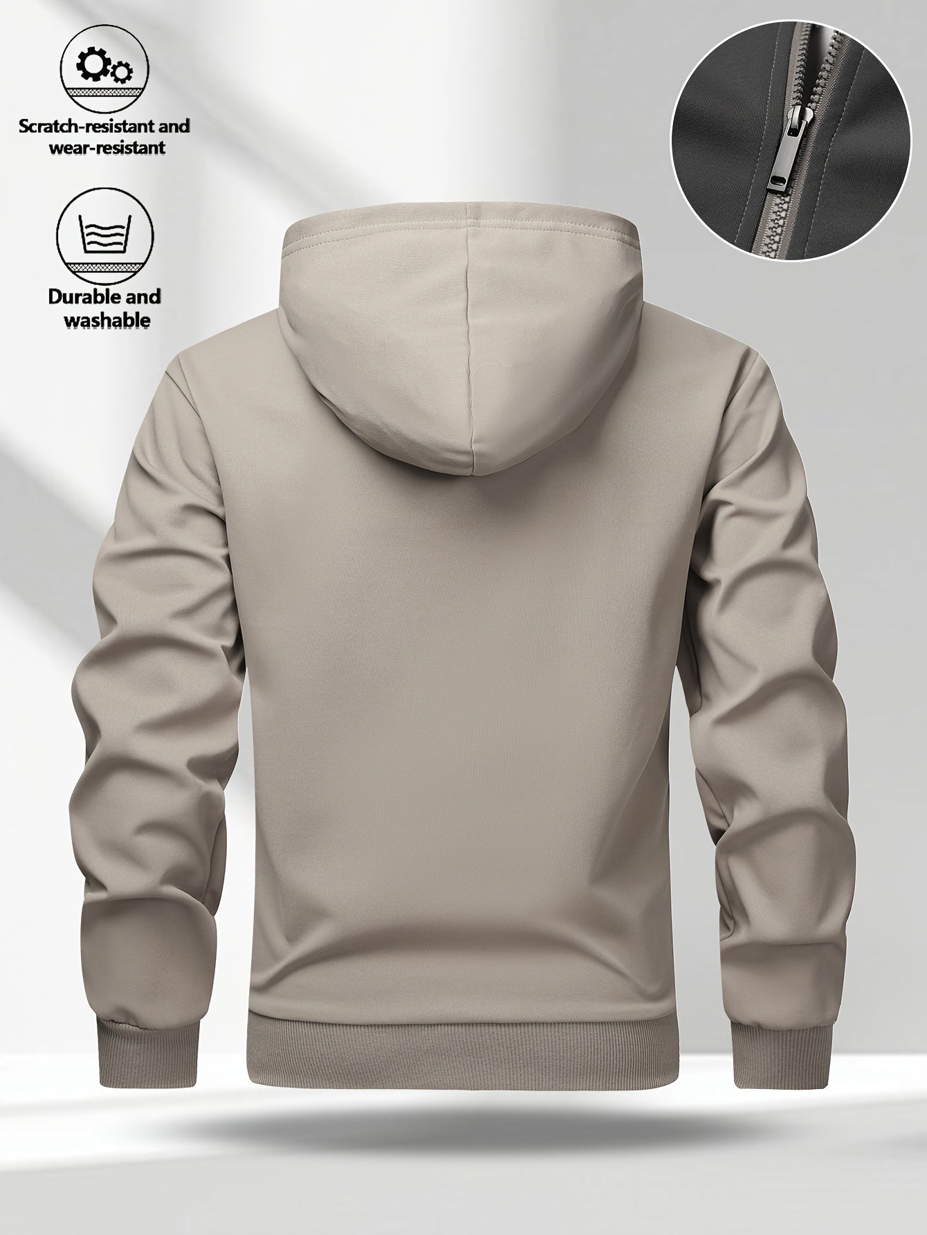 Men's zip-up hoodie jacket with color-block design