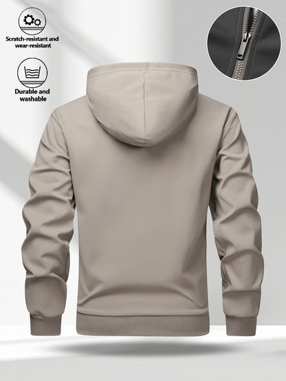 Men's zip-up hoodie jacket with color-block design