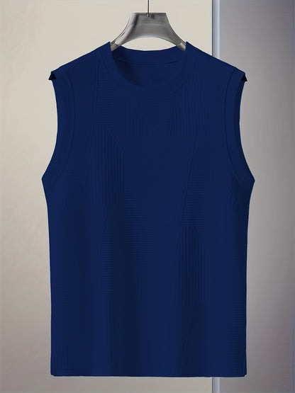 Men's Sleeveless Casual Tank Top – Modern Textured Design, Summer Leisure Shirt