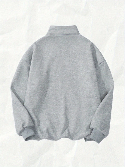Sweatshirt with half-zip, collar, and Brooklyn print