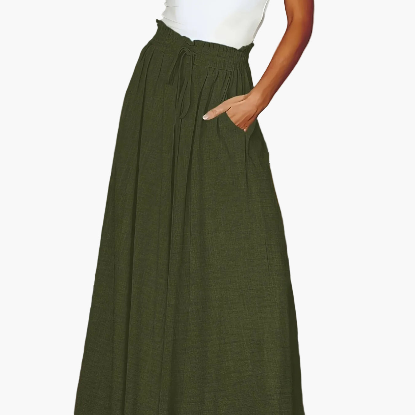 Women's Elegant Wide High Waist Palazzo Pants with Pockets – Perfect for Office & Leisure
