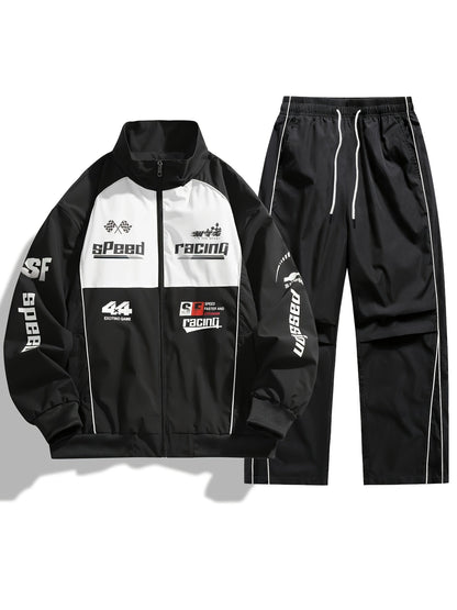 Unisex Trainingsanzug Racing-Design mit Reißverschlussjacke und Hose