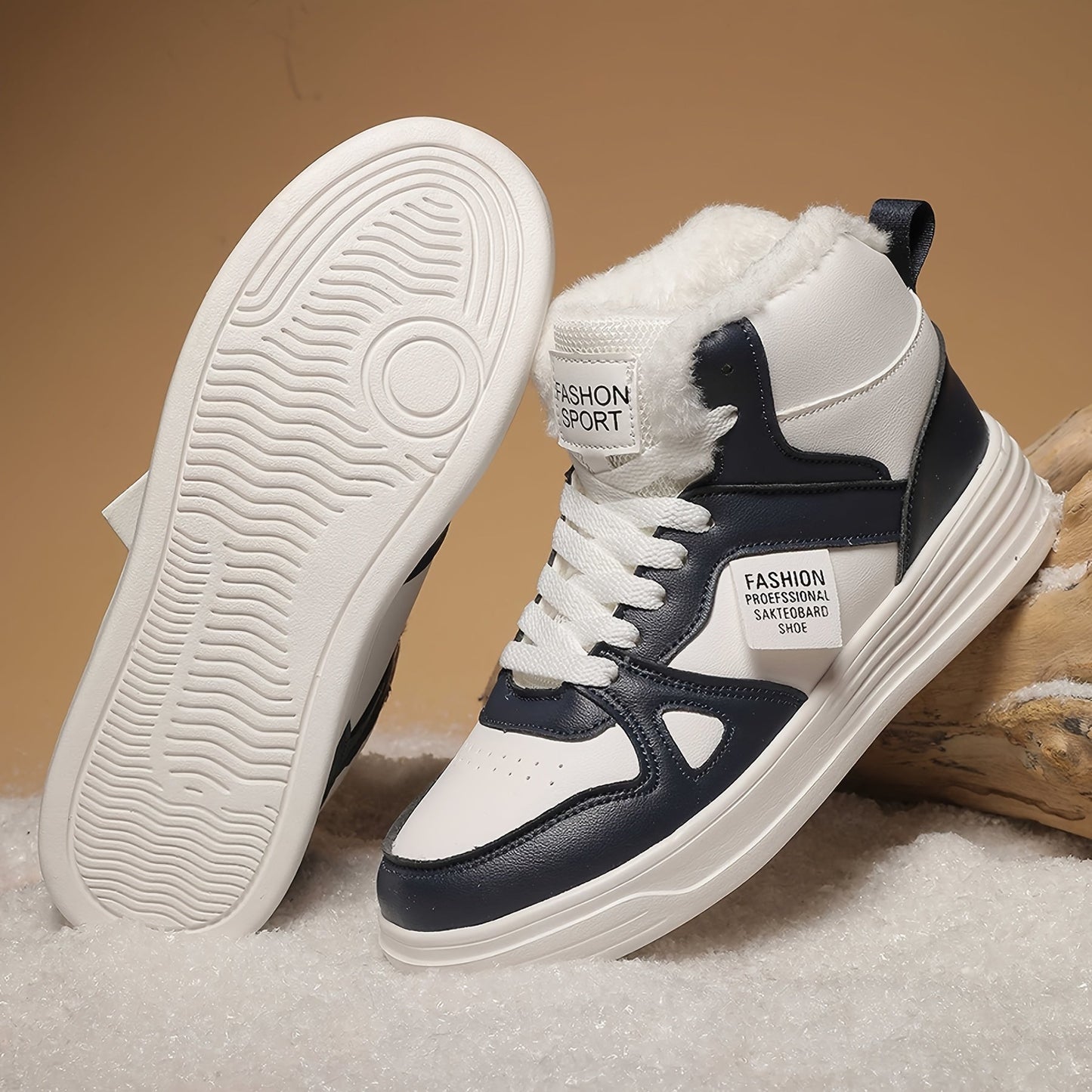 Unisex winter high-top sneakers with lining – warmly lined casual shoes