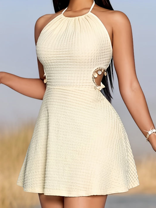 Damen Skaterkleid mit Cut-Outs und Halterneck – Sommer Boho Stil für Urlaub & Freizeit