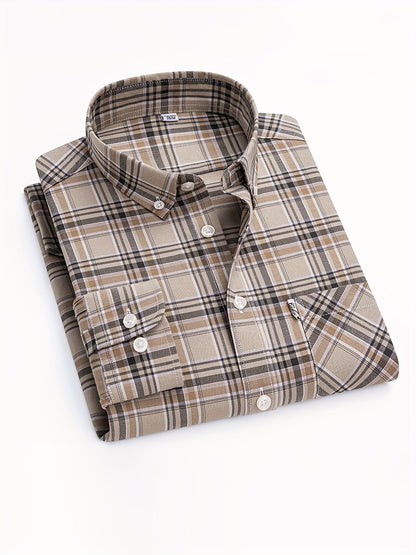 Men's Casual Shirt Checked – Modern Long-Sleeve Shirt for Everyday & Office