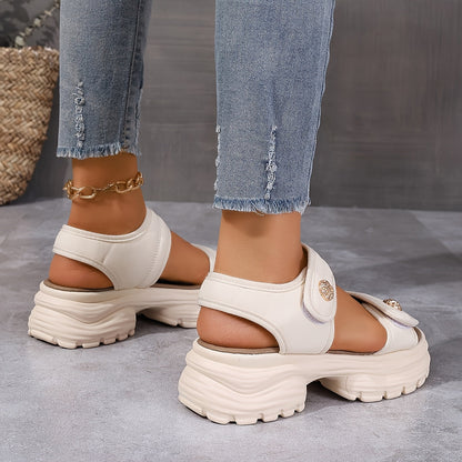 Women's Platform Sandals with Velcro Closure – Fashionable Outdoor Summer Shoes with an Elegant Look