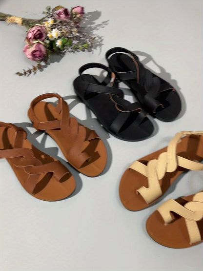 Women's Summer Shoes – Fashionable Sandals with Wave Straps and Star Accent for Beach and Leisure