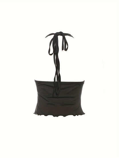 Women's Trendy Halter Top with Ring Detail and Cut-Outs for Evening and Party