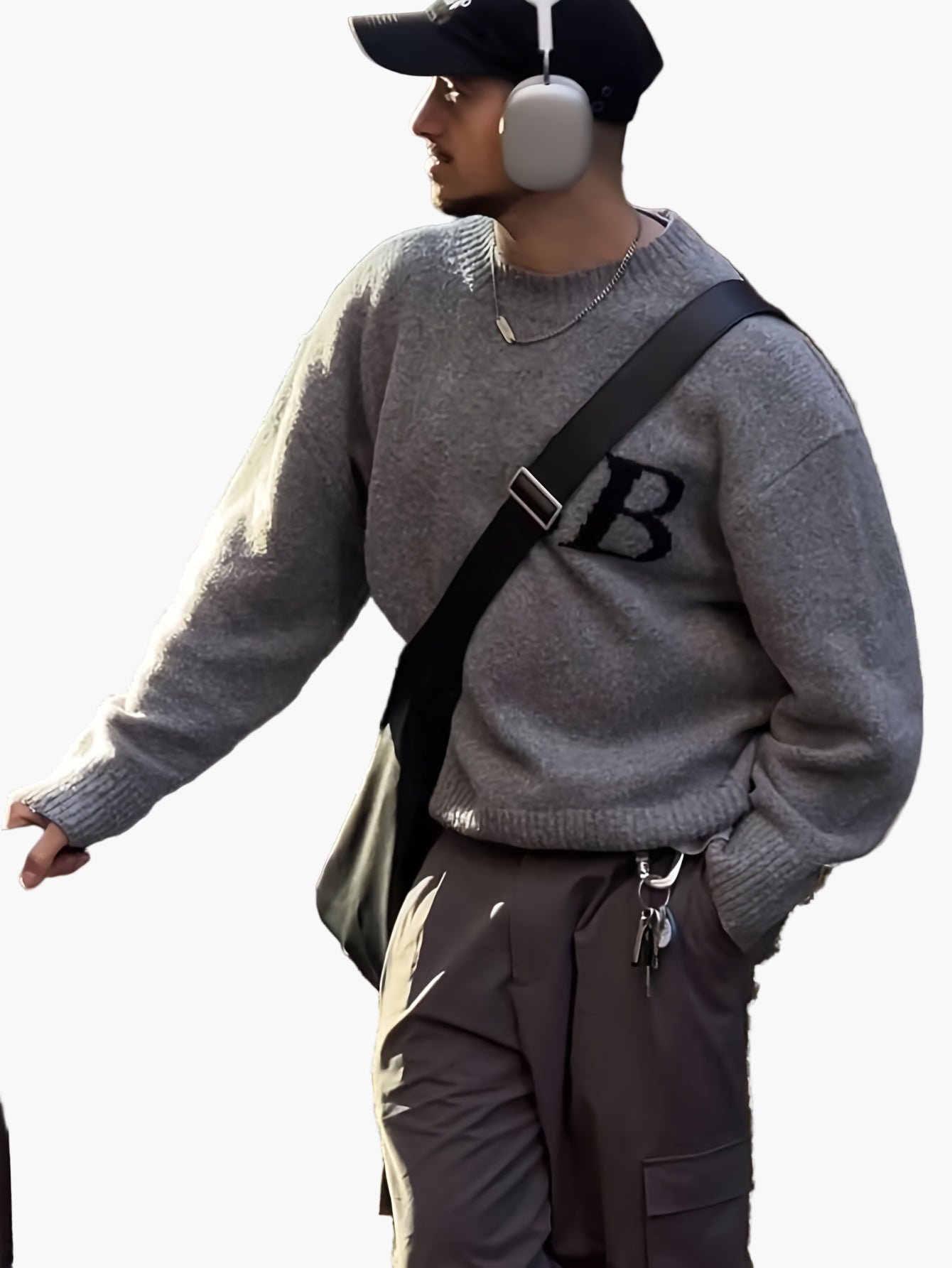 Men's street style pullover with letter pattern and loose fit – perfect for autumn and winter