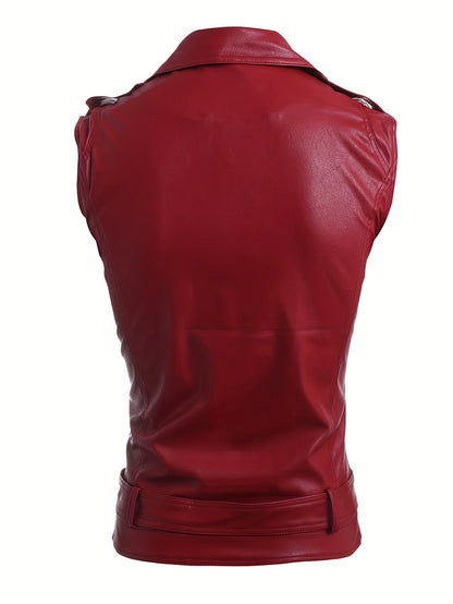 Sleeveless biker vest with zippers and studs