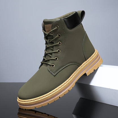 Herren Schnürstiefel Olivgrün mit Profilsohle