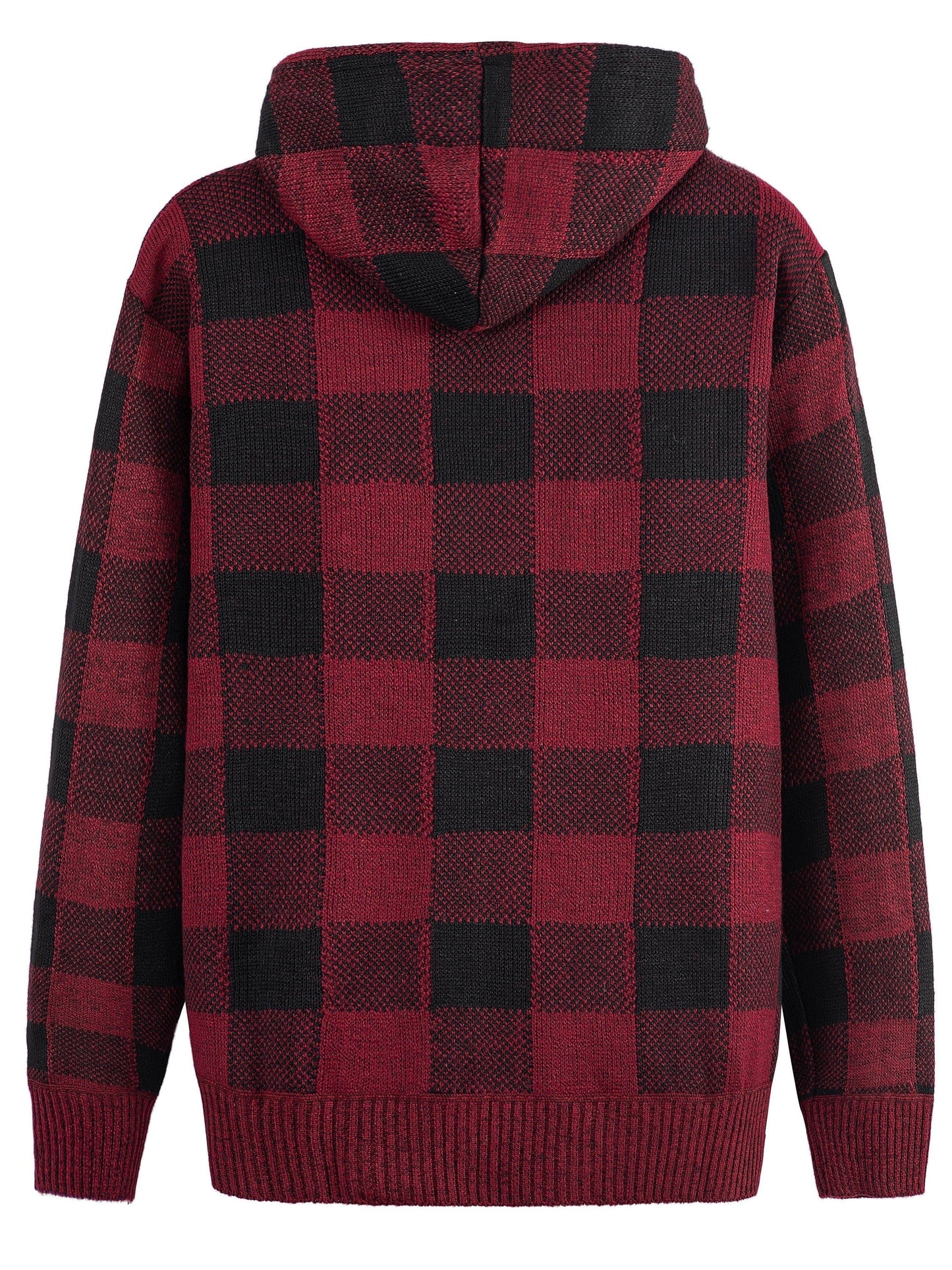Herren Karierte Strickjacke mit Kapuze und Reißverschluss, gefüttert
